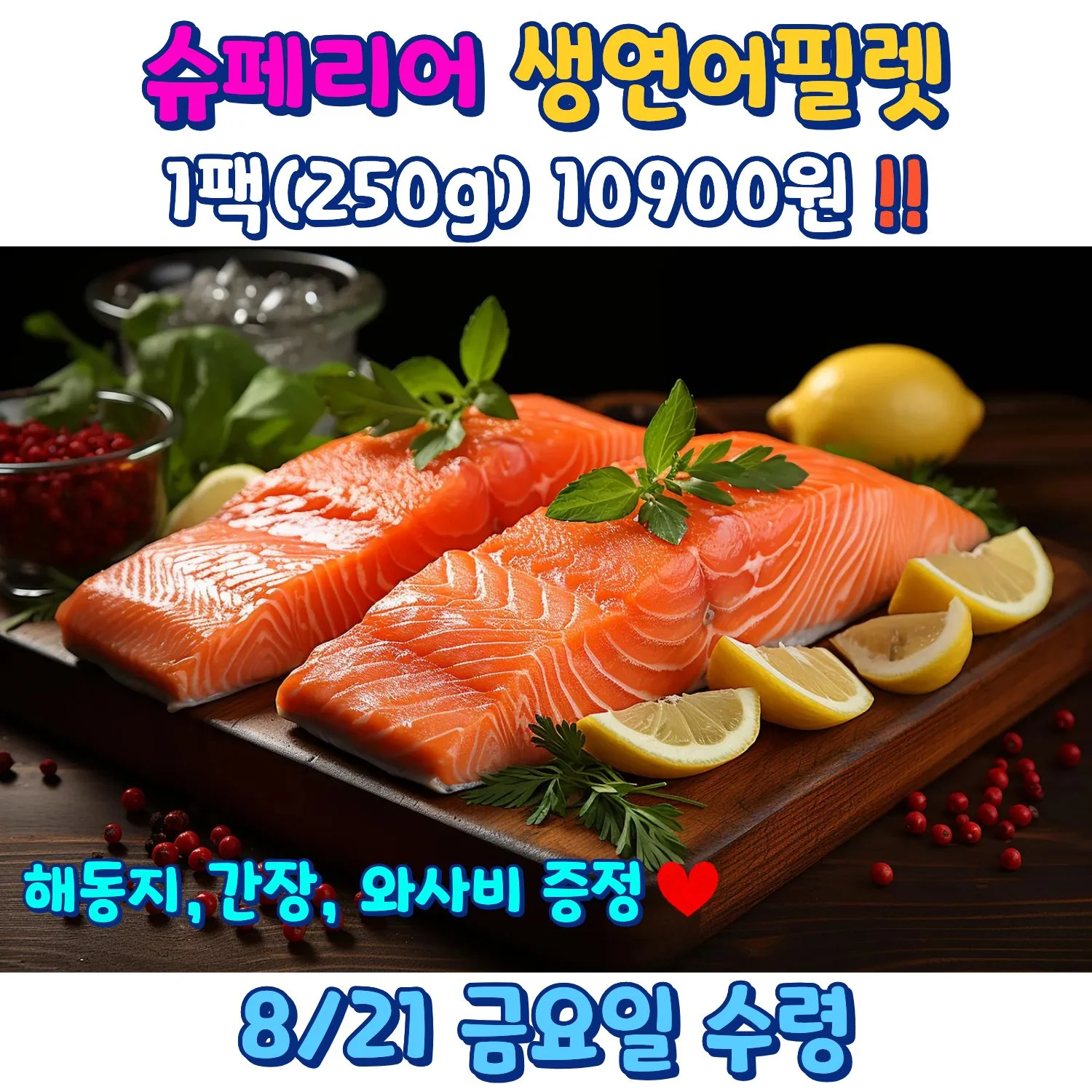슈페리어 생연어필렛 1팩 250g 10900원 상품 이미지